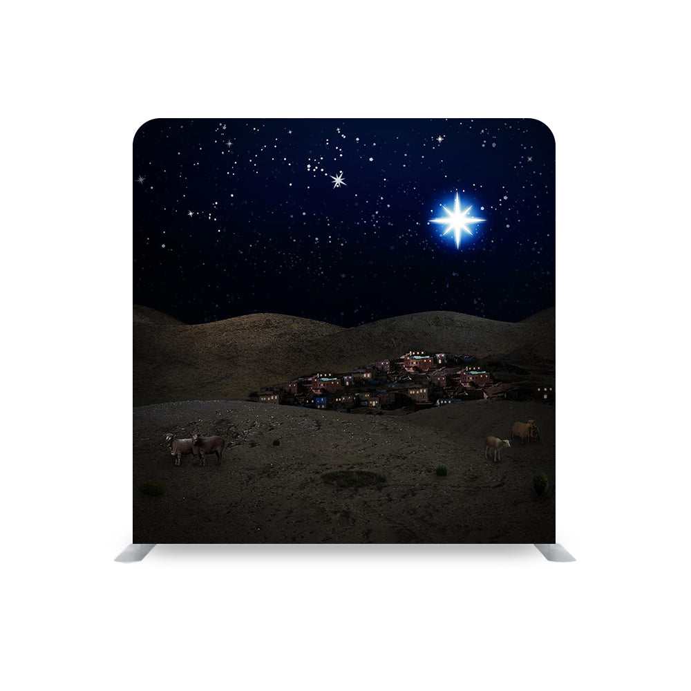 Christmas Bethlehem Night Scene STRAIGHT TENSION FABRIC MEDIA WALL - Backdropsource