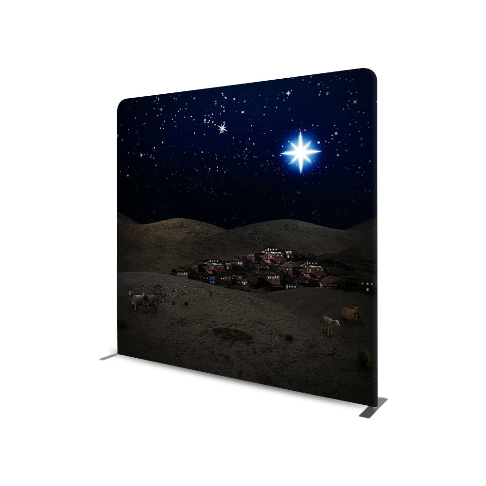 Christmas Bethlehem Night Scene STRAIGHT TENSION FABRIC MEDIA WALL - Backdropsource