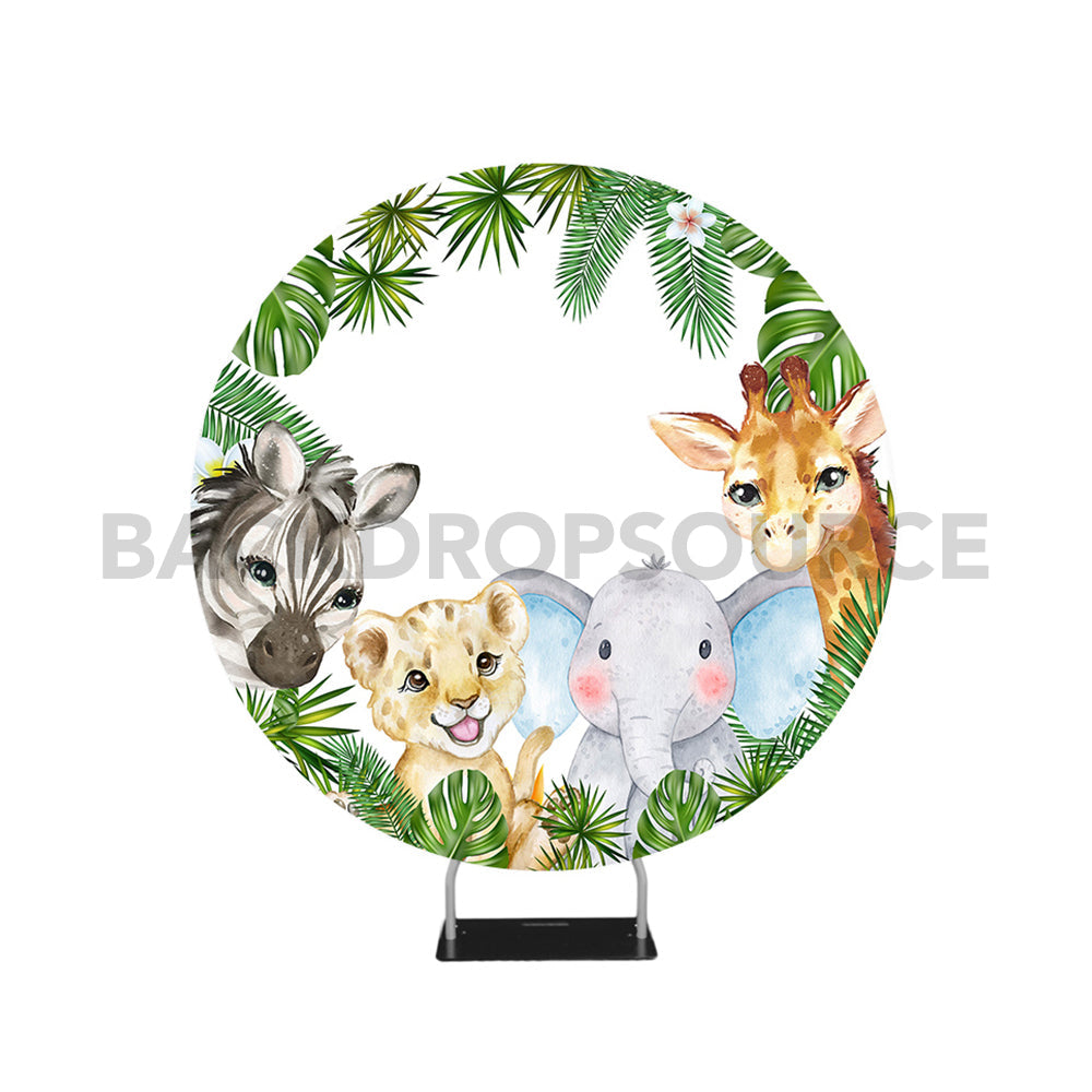 Zoo Themed Circle Round Photo Booth Backdrop - Backdropsource