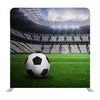 Black And White Leather Football In a Vast Football Stadium With Fans Background Media Wall - Backdropsource