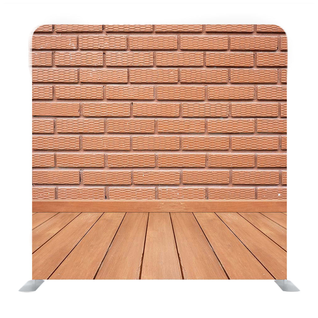 Brown Bricks Wall And Wooden Media Wall - Backdropsource