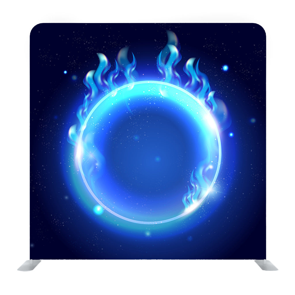 Fire Burning On Shiny Round Frame Media Wall - Backdropsource