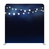 Garland Light Design on Blue Background Media Wall - Backdropsource