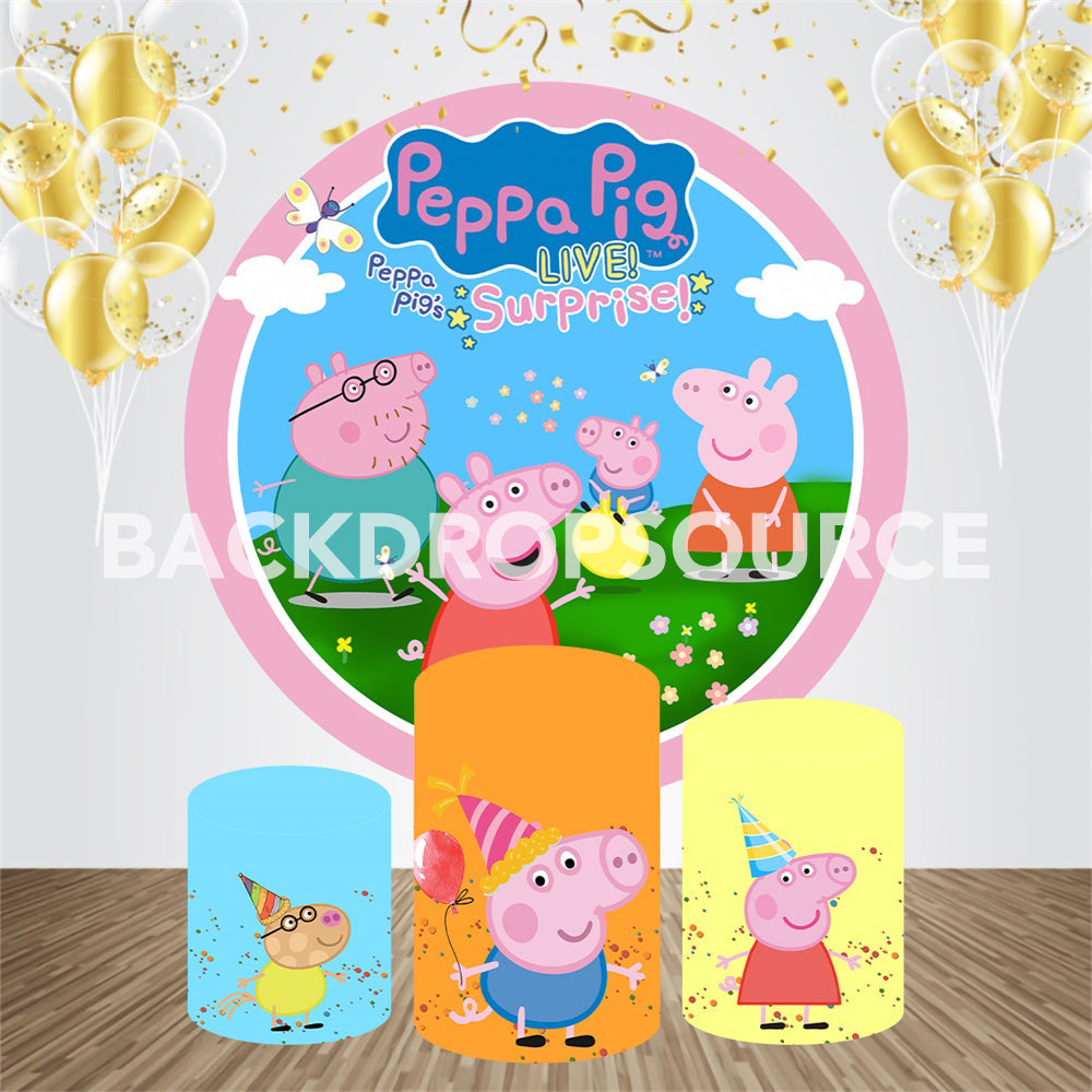 Peppa Pig Event Party Round Backdrop Kit - Backdropsource