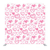 Pink hand drawn heart pattern with white background Media wall - Backdropsource