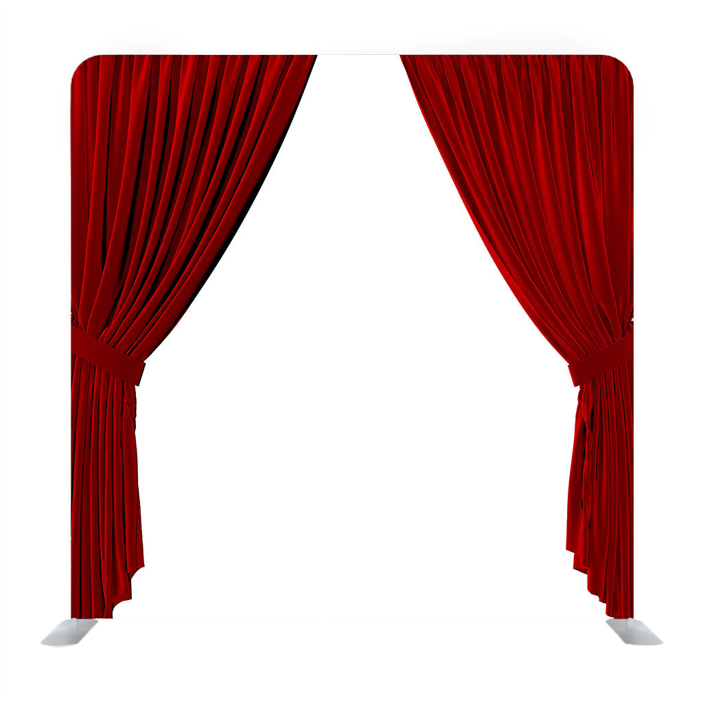 Red Fabric Theatre Curtains On A Plain White Background Media Wall - Backdropsource