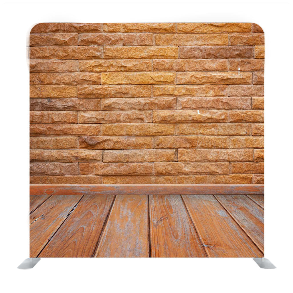 Rock Wall And Wooden Floor Media Wall - Backdropsource