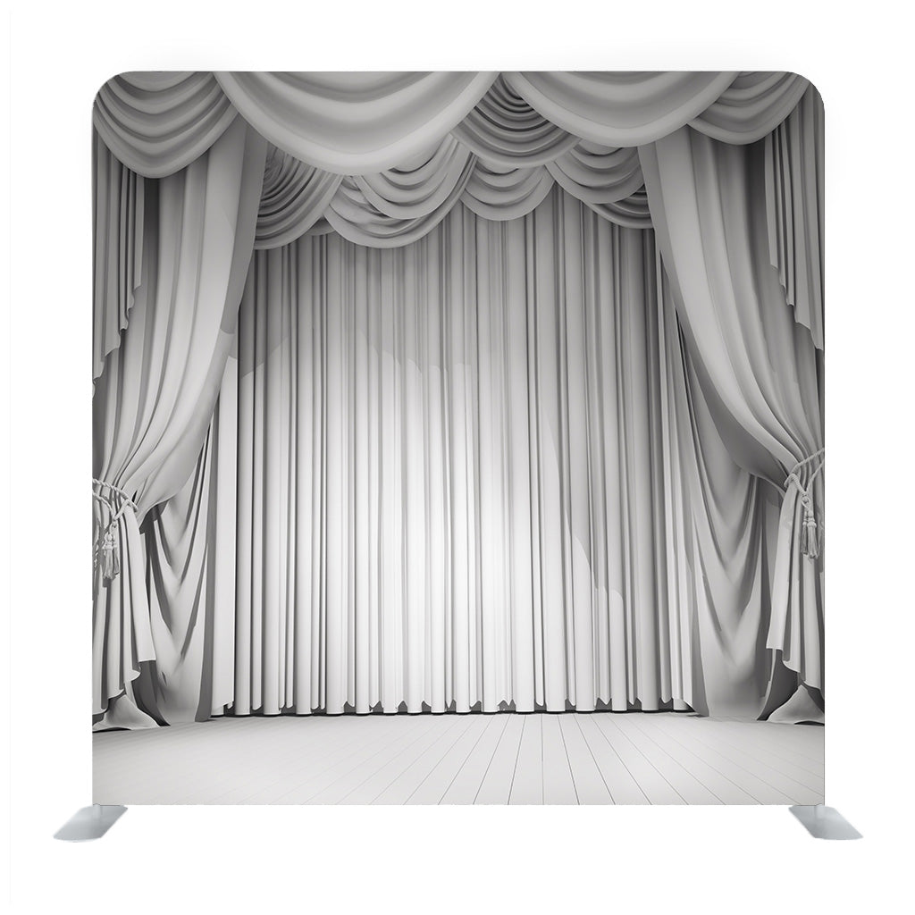 White Curtains Background Media Wall - Backdropsource